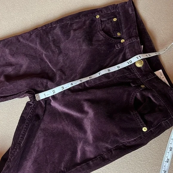 RAG & BONE Casey Corduroy High Rise Flare Jeans in Burgundy - Size 27 - Picture 13 of 16